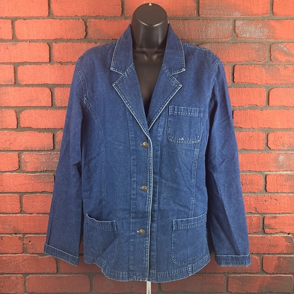 Real Comfort Woman's Lightweight Denim‎ Jacket  Size 14 Grannycore Cottegecore - Picture 1 of 6